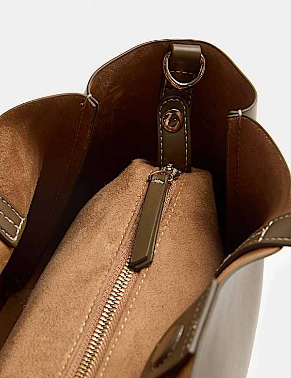 Faux Leather Structured Mini Tote Bag - SI