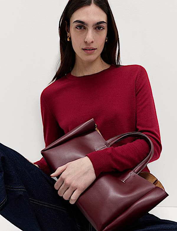 Faux Leather Structured Mini Tote Bag | OLIVE | Bags | M&S DE