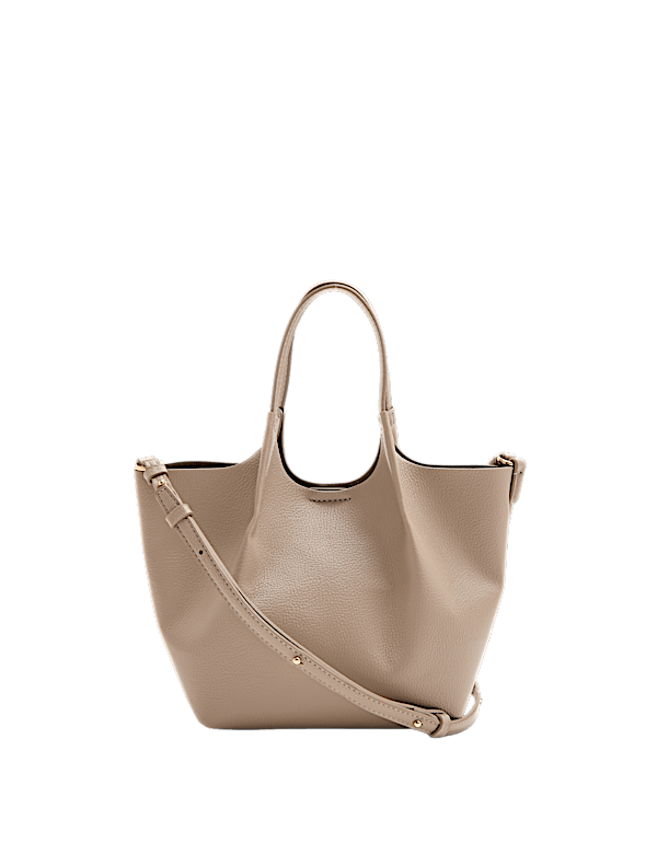 Faux Leather Pinched Mini Tote Bag