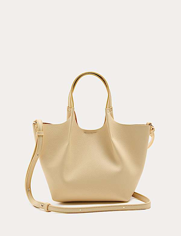Faux Leather Pinched Mini Tote Bag