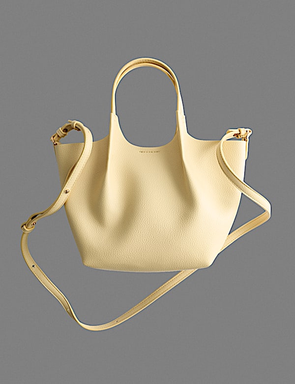 Faux Leather Pinched Mini Tote Bag