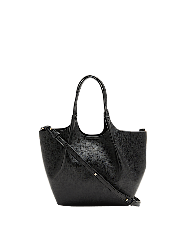 Faux Leather Pinched Mini Tote Bag