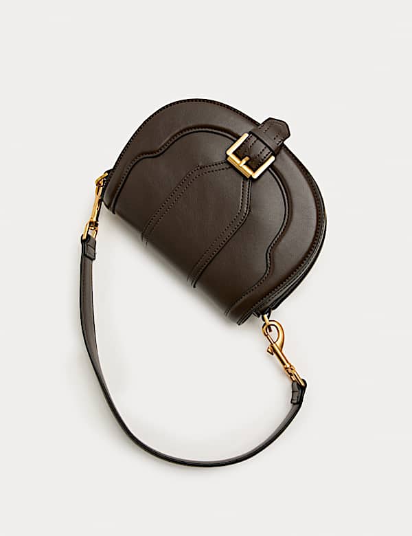 Buckle Detail Cross Body Saddle Bag - GR