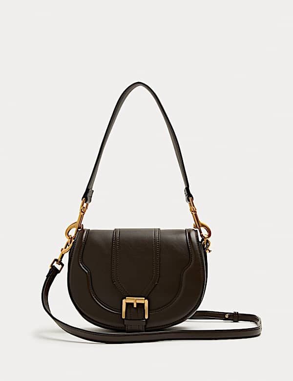 Buckle Detail Cross Body Saddle Bag - GR