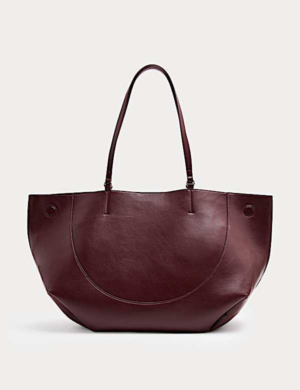 Faux Leather Stitch Detail Tote Bag
