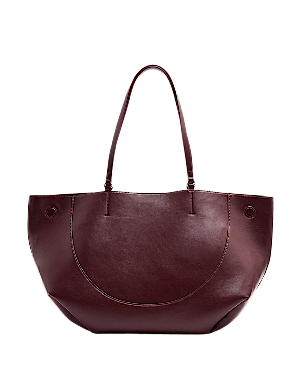Faux Leather Stitch Detail Tote Bag