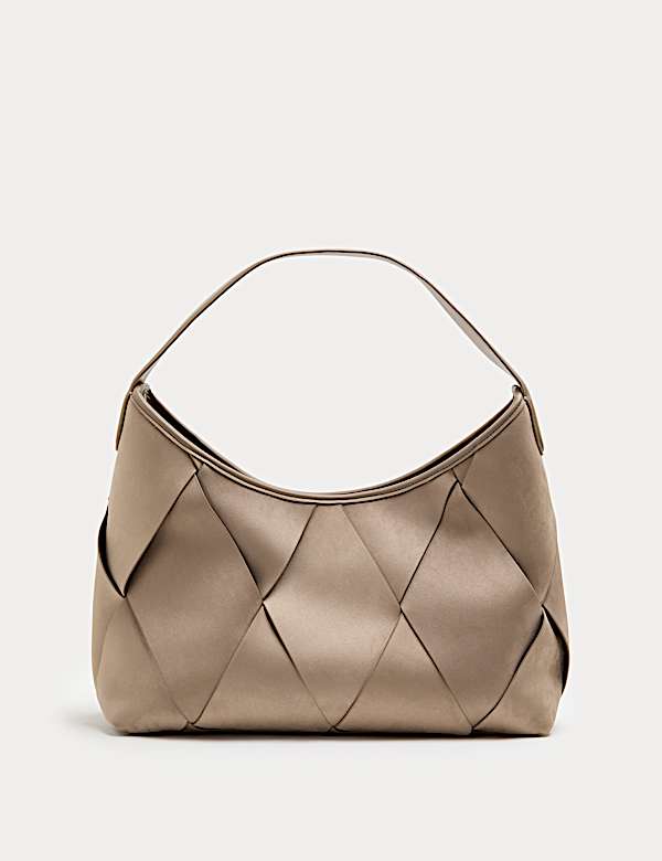 Faux Suede Woven Large Shoulder Bag