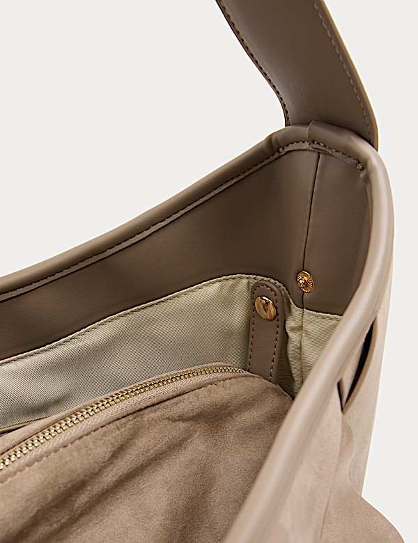 Faux Suede Woven Large Shoulder Bag - EE