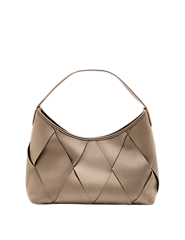 Faux Suede Woven Large Shoulder Bag