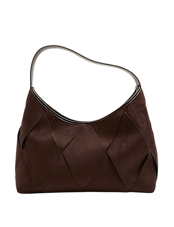 Faux Suede Woven Large Shoulder Bag