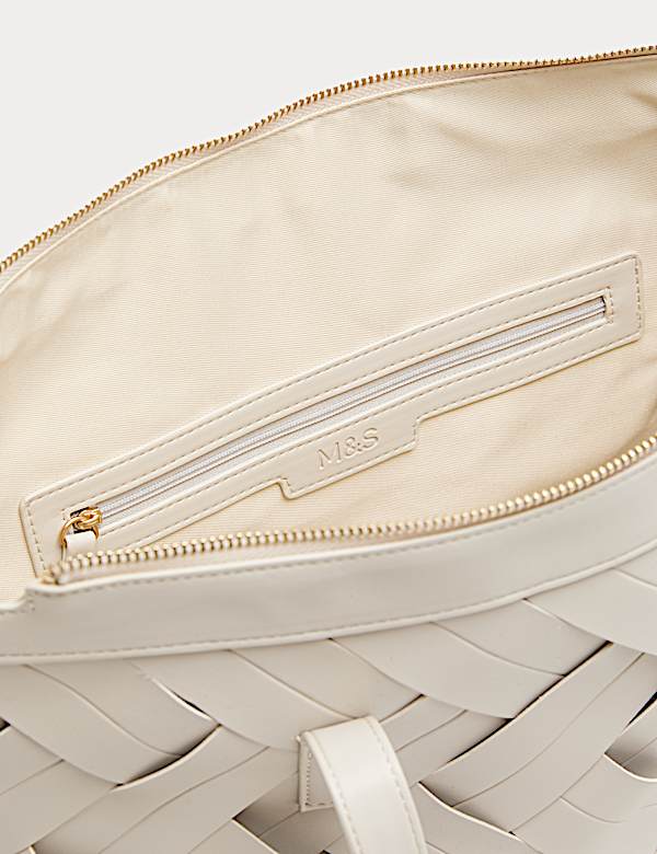 Faux Leather Woven Shoulder Bag - LU