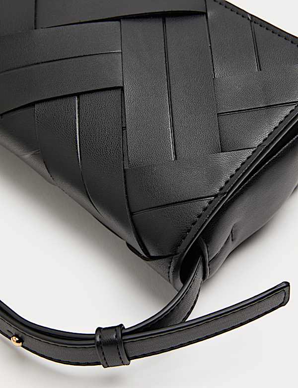 Faux Leather Woven Mini Cross Body Bag - PT