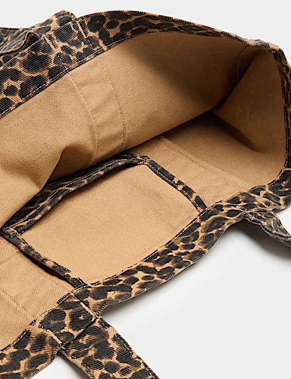 Canvas Leopard Print Tote Bag - US
