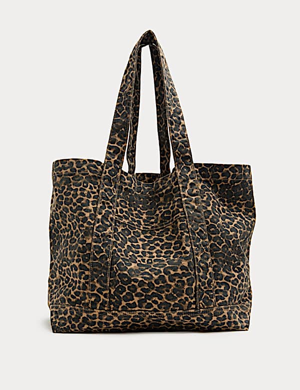 Canvas Leopard Print Tote Bag - US