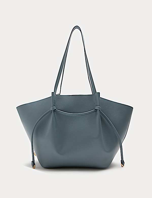 Faux Leather Pinched Strap Detail Tote Bag