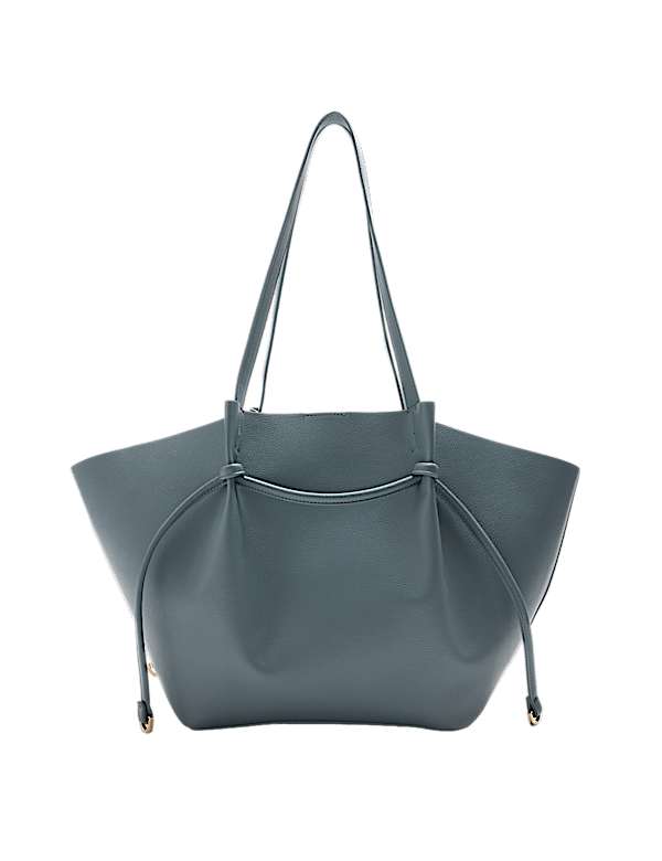 Faux Leather Pinched Strap Detail Tote Bag