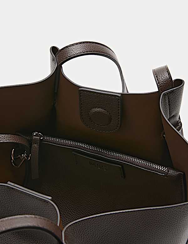 Faux Leather Pinched Mini Tote Bag
