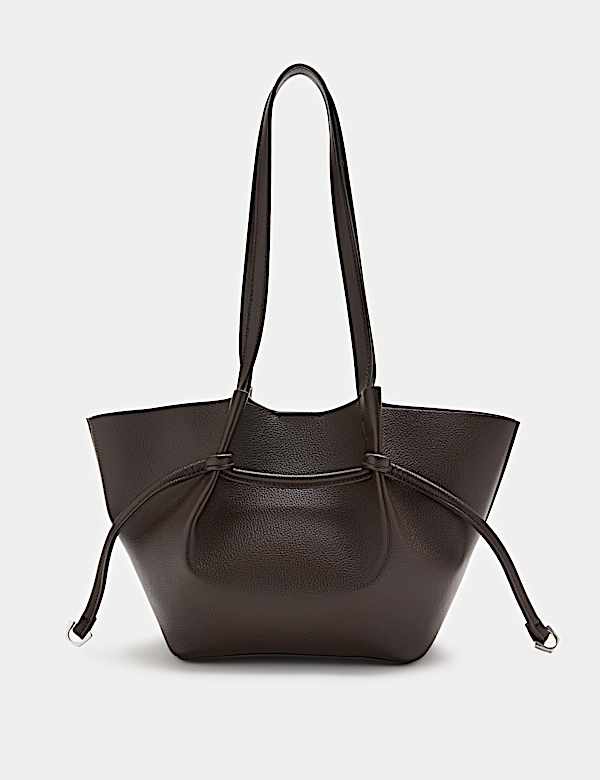 Faux Leather Pinched Mini Tote Bag
