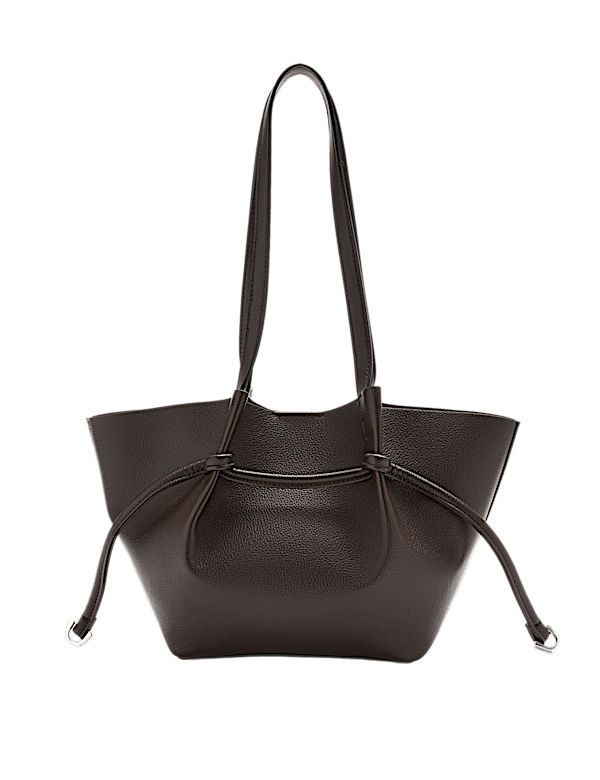 Faux Leather Pinched Mini Tote Bag