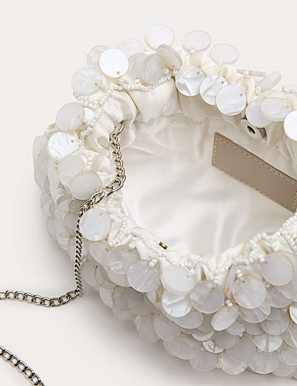 Pearl Disc Chain Strap Shoulder Bag - SE