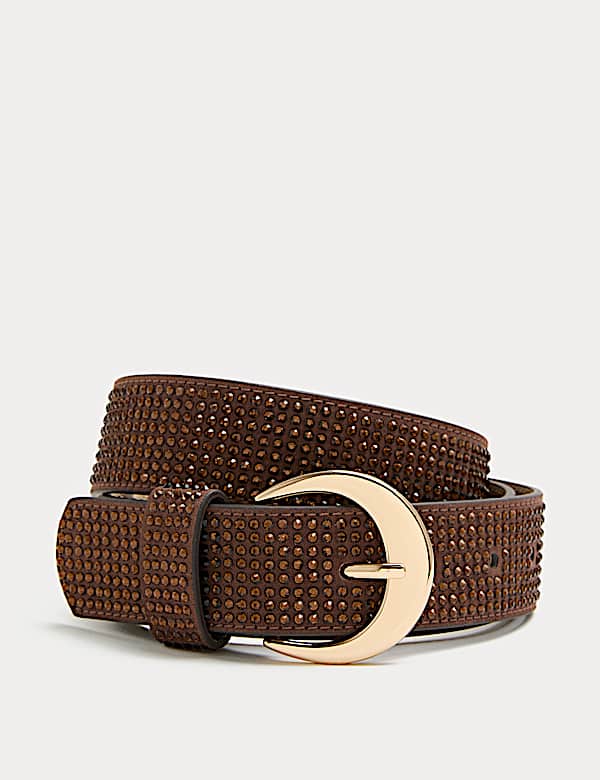Faux Suede Bling Jeans Belt - US