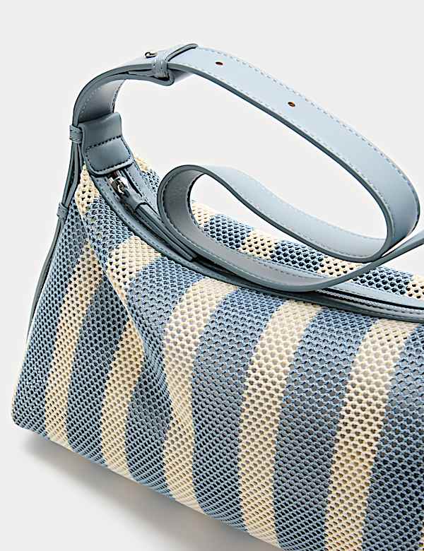 Mesh Striped Shoulder Cross Body Bag - AU