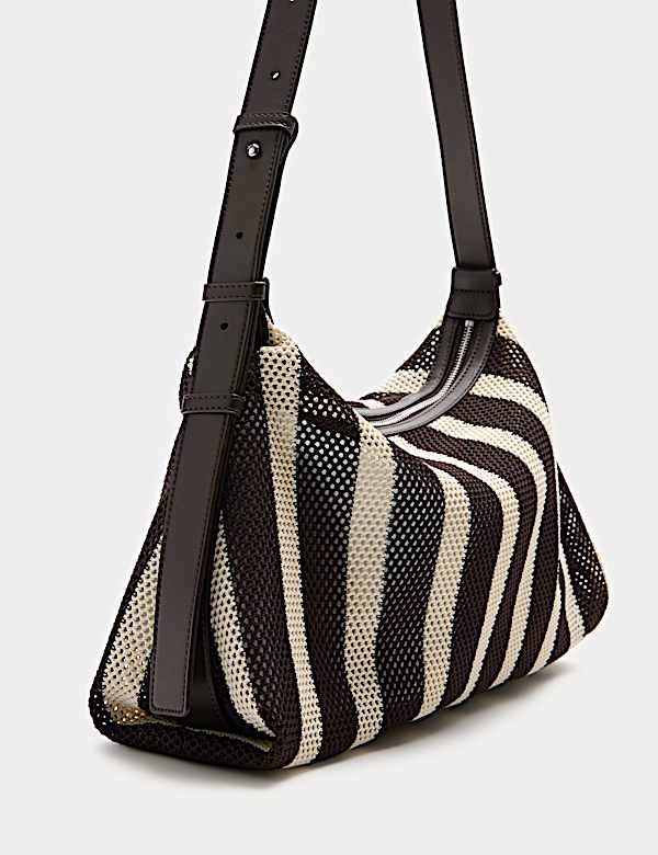 Mesh Striped Shoulder Cross Body Bag - US