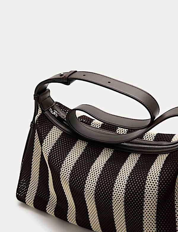 Mesh Striped Shoulder Cross Body Bag - US