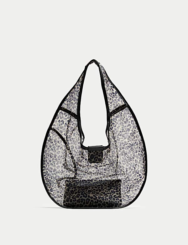 Umh&auml;ngetasche aus Mesh mit Leopardenmuster und Mondmotiv - AT