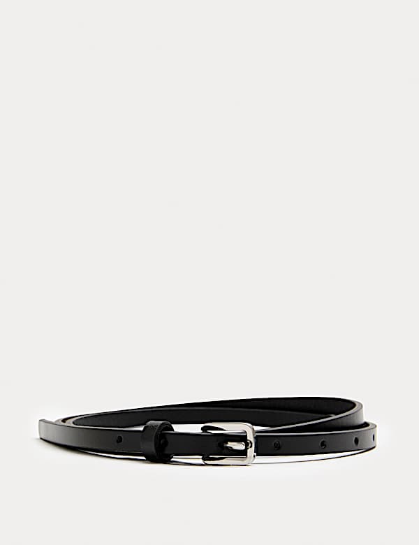 Leather Skinny Buckle Belt