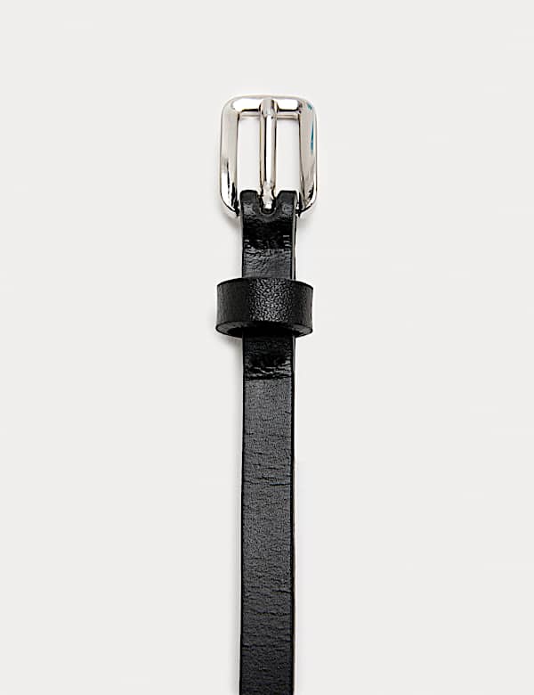 חגורת עור צרה עם אבזם למכנסי ג'ינס - IL