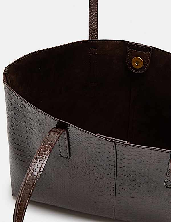 Croc Effect Top Handle Tote Bag - GR