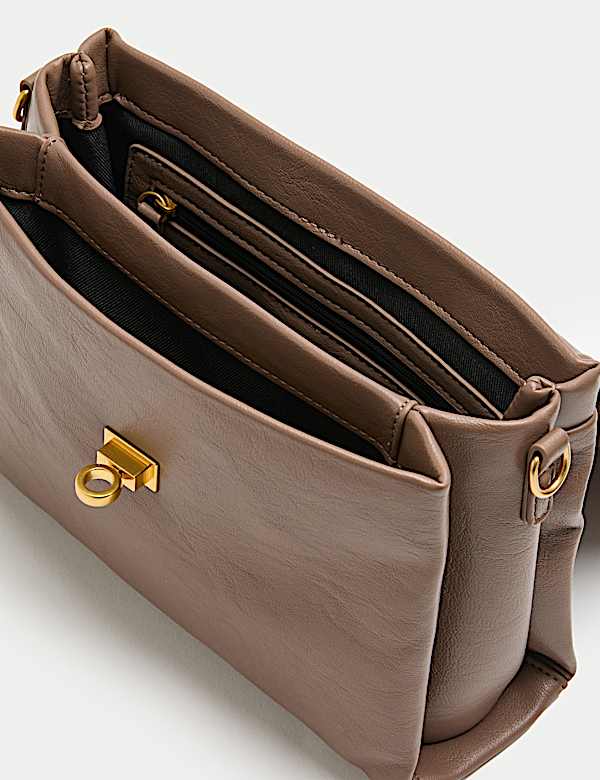 Faux Leather Puffy Cross Body Bag - NL