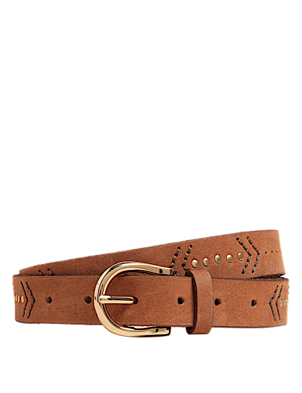 Leather Embroidered Jean Belt