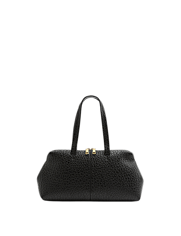 Textured Double Zip Grab Bowler Bag