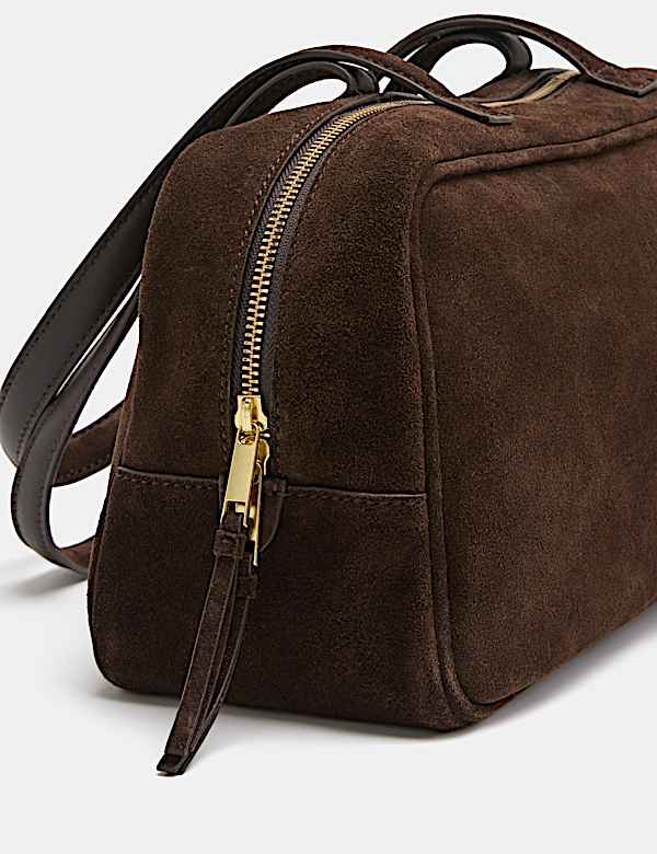 Suede Double Zip Top Handle Bowler Bag - AU