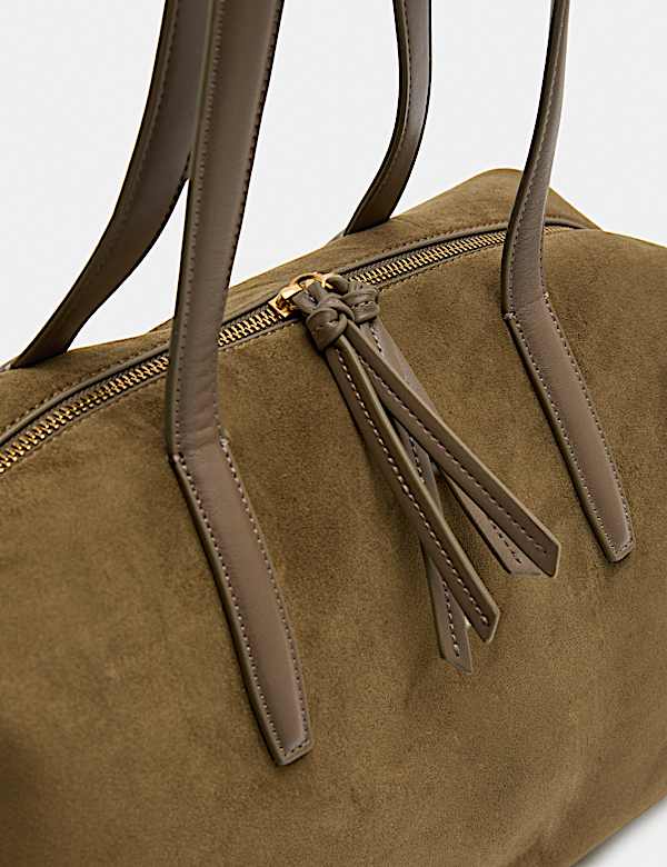 Faux Suede Bowler Bag - JE