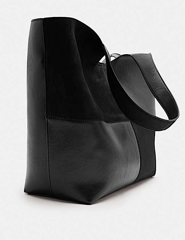 Faux Leather Patchwork Tote Bag - CH