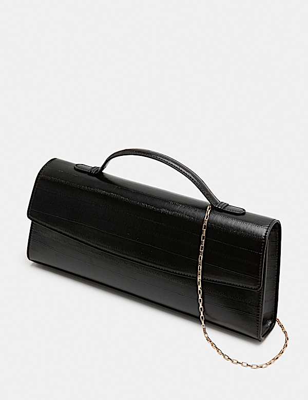 Faux Leather Chain Strap Clutch Bag - CN