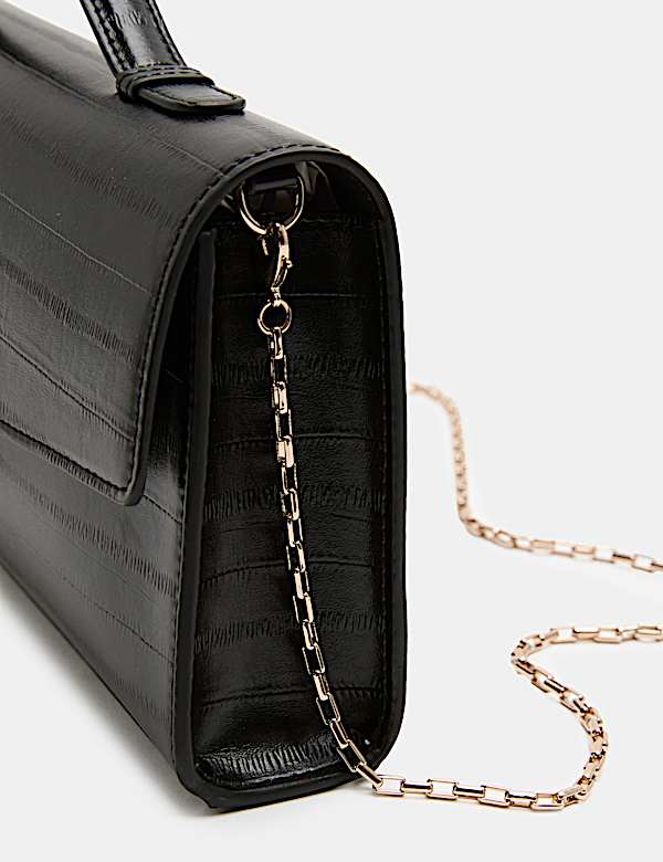 Faux Leather Chain Strap Clutch Bag - CN