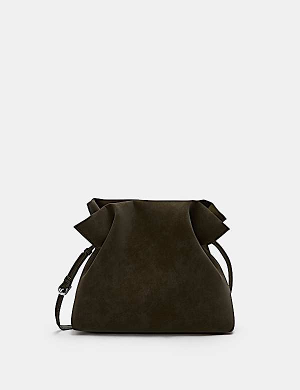 Faux Leather Drawstring Cross Body Bag - AU