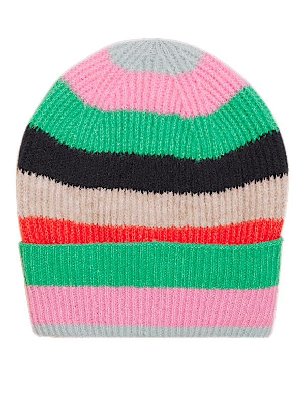Knitted Striped Beanie Hat