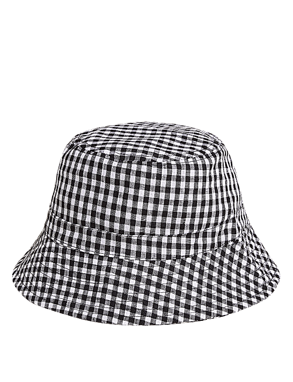 Pure Linen Checked Bucket Hat