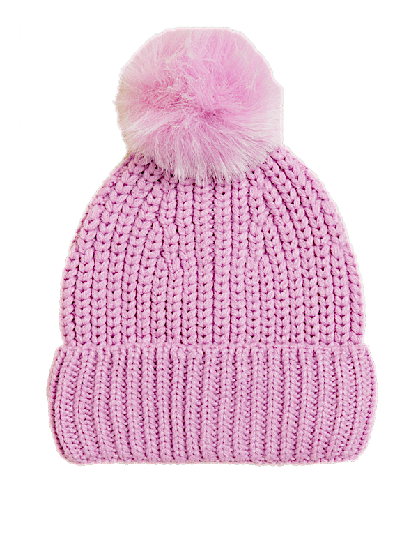 Knitted Faux Fur Pom Hat