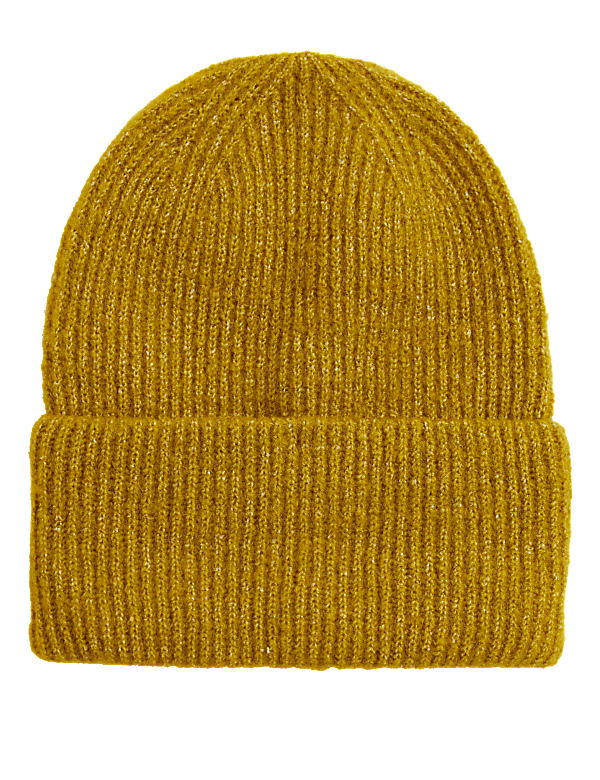 Knitted Rib Turn Up Beanie Hat