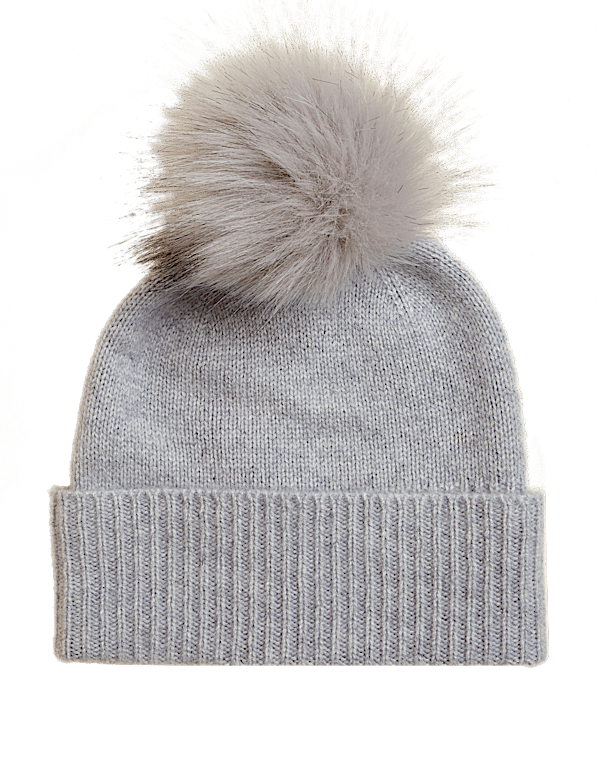 Pure Cashmere Knitted Pom Hat