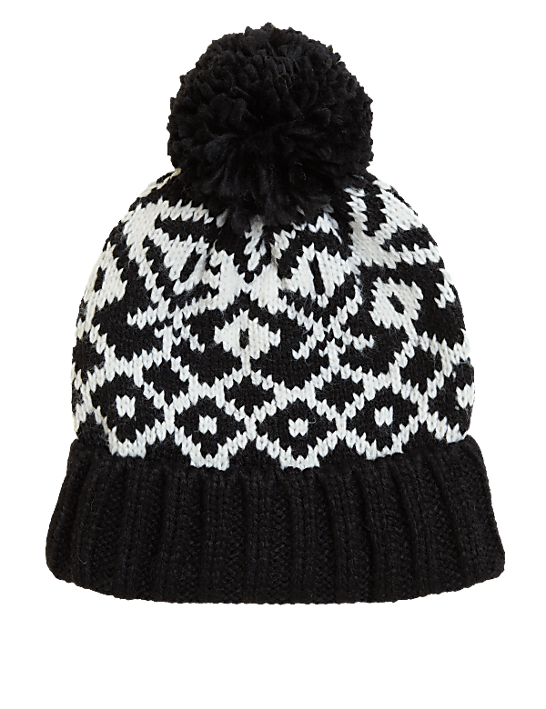 Knitted Fair Isle Pom Hat
