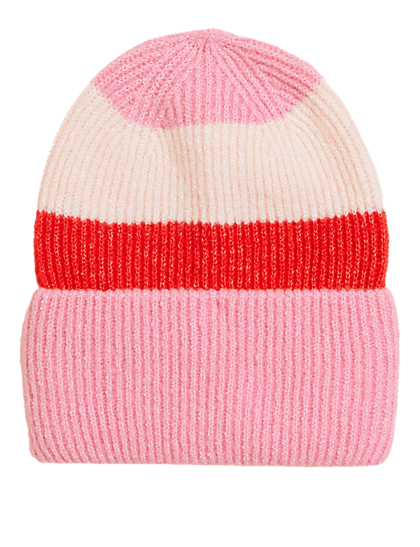 Knitted Rib Turn Up Beanie Hat