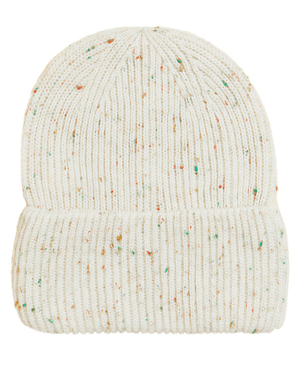 Knitted Rib Turn Up Beanie Hat