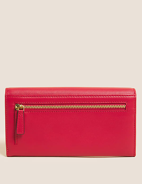 Leather Croc Effect Large Foldover Purse
